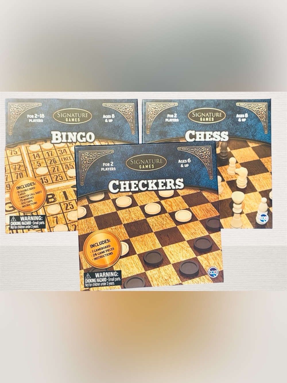Set of 3 Classic Board Games: Bingo, Chess & Checkers
